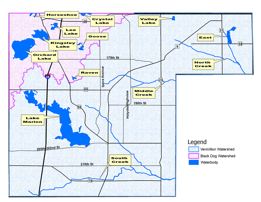 Map of lakes in Lakeville